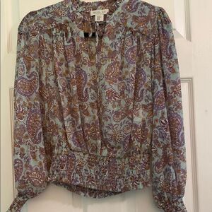 Rachel Zoe Long Sleeve Paisley Print Blouse Size XS
Blue, purple and gold.